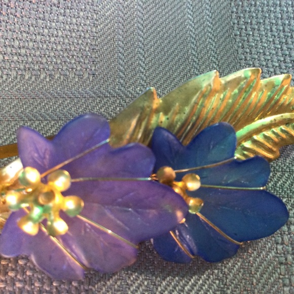 Hair Barette Decoration Fairy Lightweight Purple Flowers 4" - Picture 2 of 6